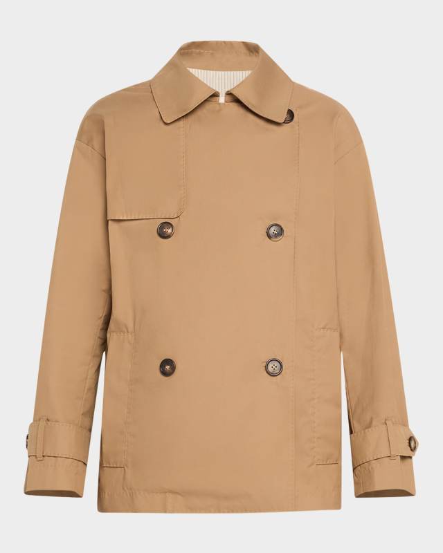 Zeno Double-Breasted Short Trench Coat